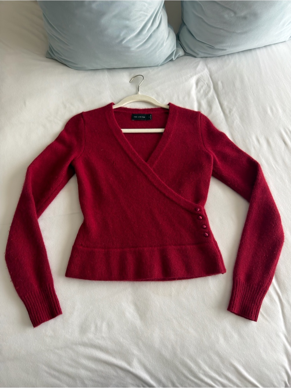 The Limited Wrap Front V-Neck Sweater Red Size Medium